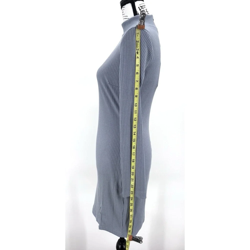Hello Molly Mini Dress Size Small Blue Gray Ribbed Mock Turtleneck Bodycon NWT